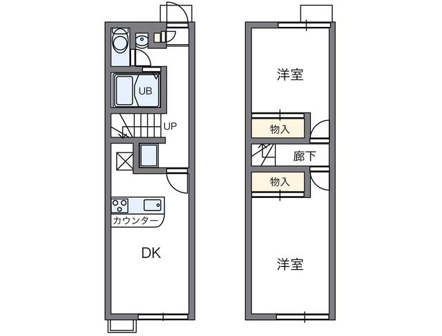 レオパレスあかし大久保弐番館(2DK/1階)の間取り写真