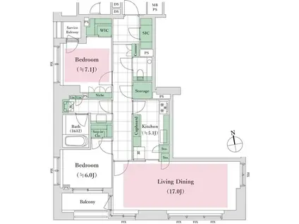 アトラス麻布台(2LDK/8階)の間取り写真