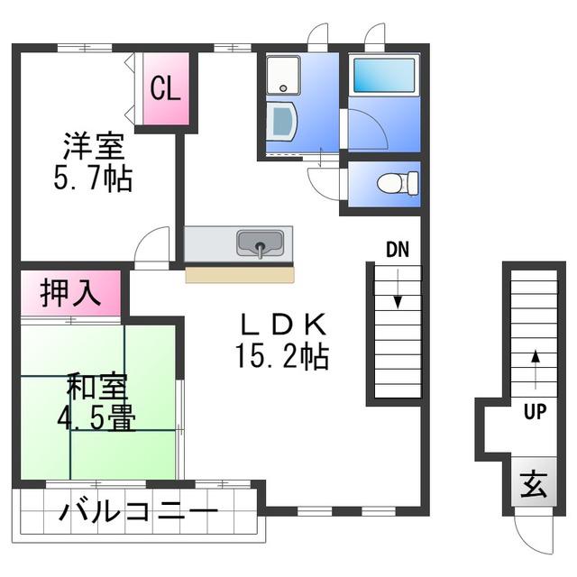 アマール名高(2LDK/2階)の間取り写真