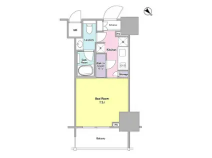 パークリュクス白金高輪(1K/14階)の間取り写真