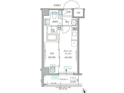 パークアクシス文京本郷(1DK/5階)の間取り写真