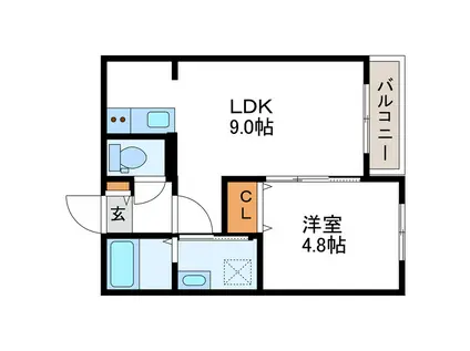 MESIG GREEN ミーシググリーン(1LDK/4階)の間取り写真
