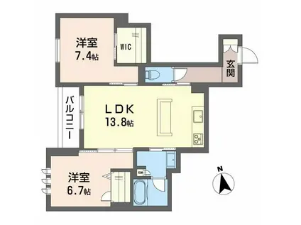 SHAMAISON神通町(2LDK/1階)の間取り写真