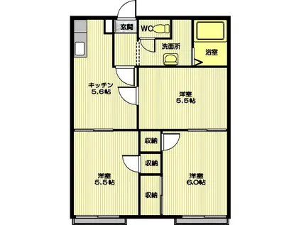 スカイハイツ彩(3K/1階)の間取り写真