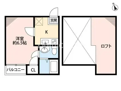 ウッドビレッジII(ワンルーム/2階)の間取り写真