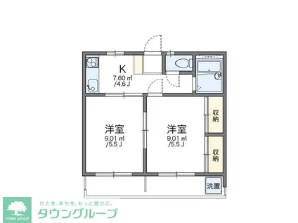 レオパレス大宮第19(2K/2階)の間取り写真