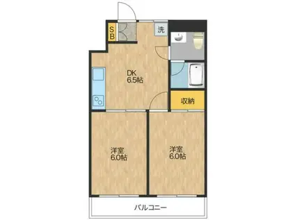 メゾンI(2DK/1階)の間取り写真