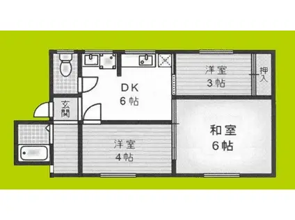玉城マンション(3DK/3階)の間取り写真