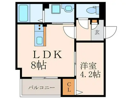 CRECIA城野(1LDK/3階)の間取り写真