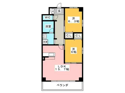 レジデンスタツミ三番館(2LDK/3階)の間取り写真