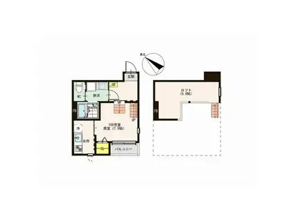 アリッサム東仙台(1K/1階)の間取り写真