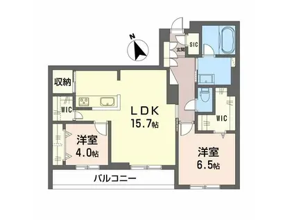 ピアヌーラ祇園(2LDK/3階)の間取り写真