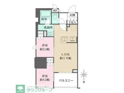 ルフォンプログレ元浅草マークス(2LDK/12階)の間取り写真