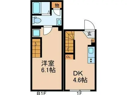 IVY SQUARE西早稲田(1DK/1階)の間取り写真