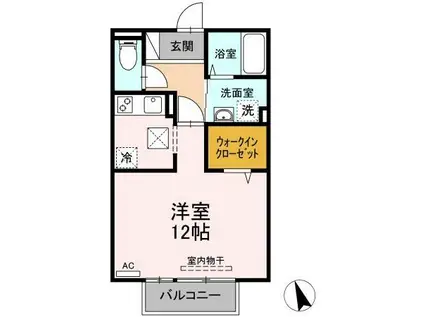 ル・ヴァン・クレールA棟(1K/1階)の間取り写真