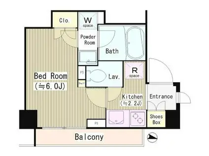 マノワール西麻布(1K/2階)の間取り写真
