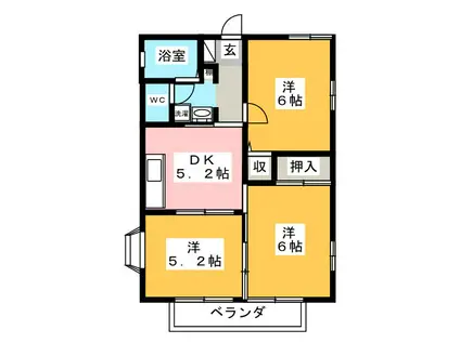 ガーデンコートI(3DK/1階)の間取り写真