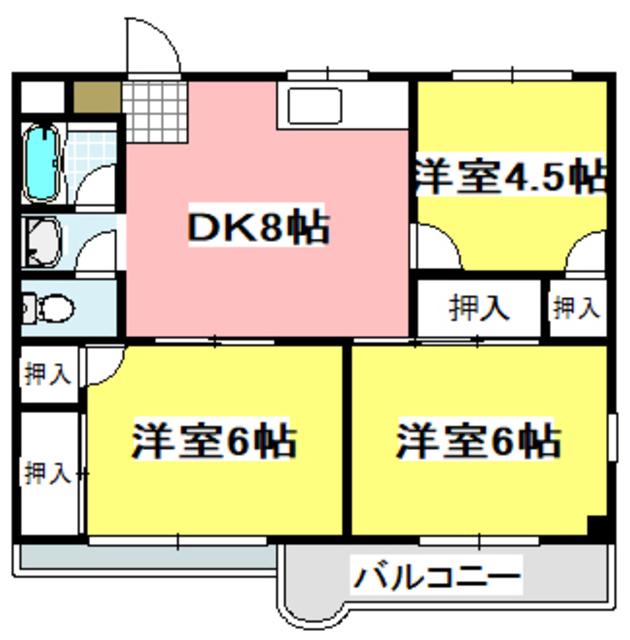 グロリア白川(3DK/2階)の間取り写真