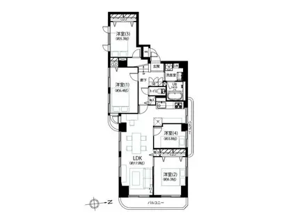 トレス・プラタ桜丘(4LDK/3階)の間取り写真