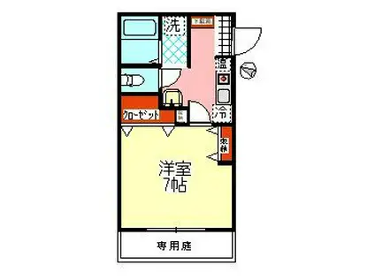 クレール西小岩(1K/1階)の間取り写真