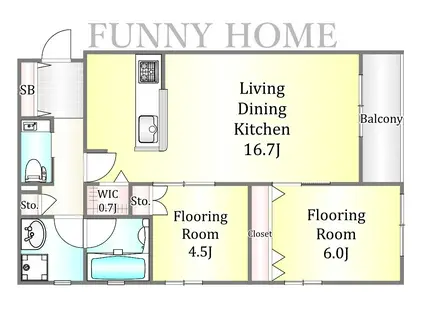 ガーデンコート大崎(2LDK/3階)の間取り写真