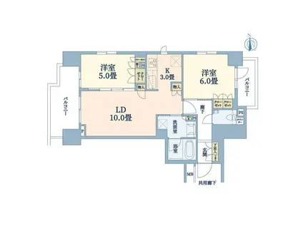 グランリビオ ザ・レジデンス(2LDK/2階)の間取り写真