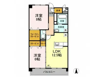 VILLA BRICKヴィラブリック(2LDK/5階)の間取り写真