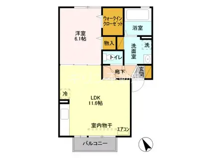 ＪＲ高崎線 本庄駅 徒歩7分 2階建 築15年(1LDK/1階)の間取り写真