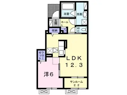 シュエット(1LDK/1階)の間取り写真