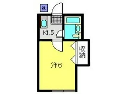 ハイツK6釜台(1K/1階)の間取り写真