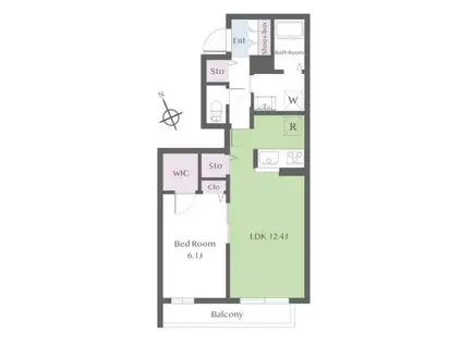 UNANE-NO杜(1LDK/1階)の間取り写真