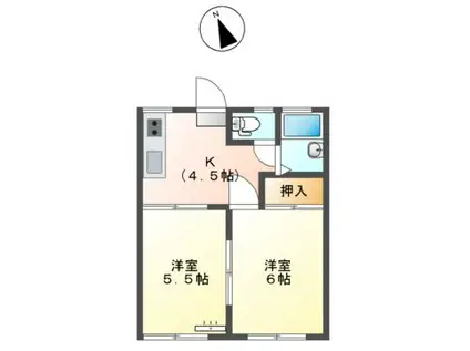 メゾンド江崎 B(2K/2階)の間取り写真