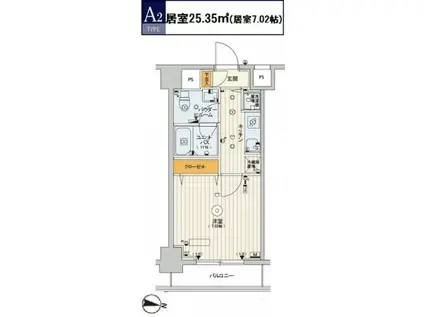 スカイコートパレス大島(1K/7階)の間取り写真