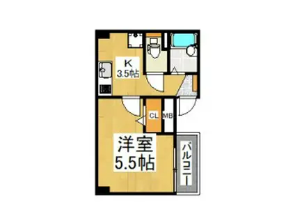 プレシャス南与野(1K/2階)の間取り写真