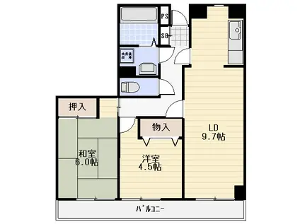 岩立ハイツ(2LDK/5階)の間取り写真