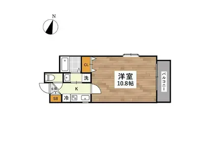 ブルグ保田窪(1K/2階)の間取り写真