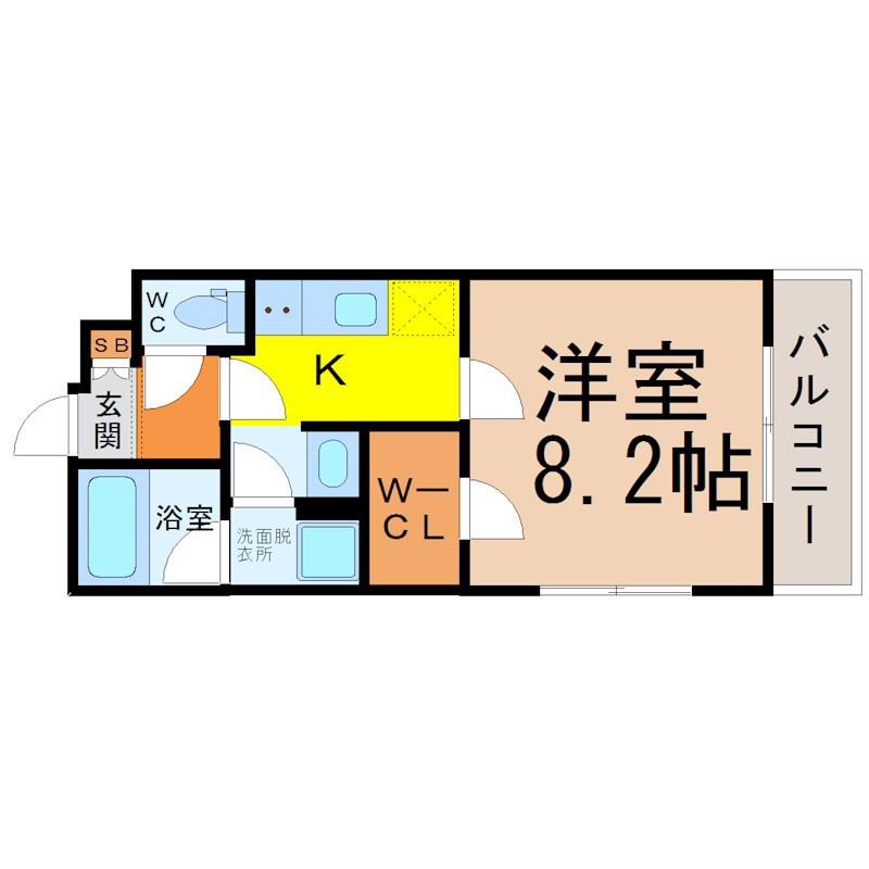 ボヌール新栄(1K/2階)の間取り写真