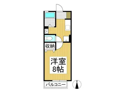 メイツハクビII B(1K/2階)の間取り写真