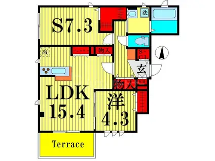 ノエル高砂(1SLDK/1階)の間取り写真