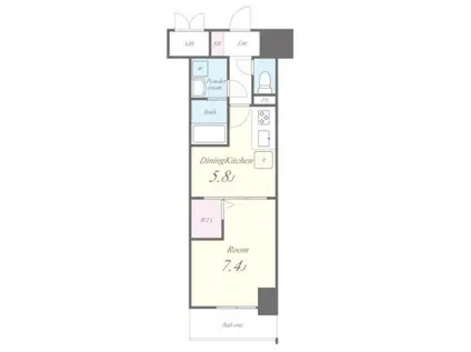 グランパークタワー(1DK/8階)の間取り写真