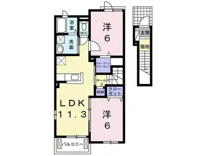 ランドマーク 0826 I(2LDK/2階)の間取り写真