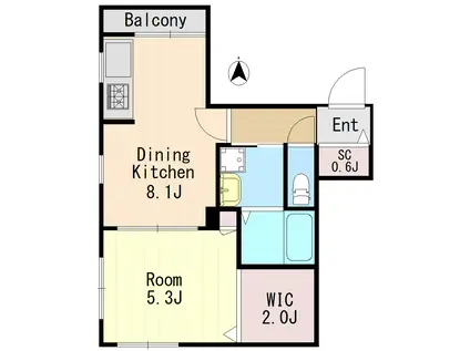 ル フレール滝野川(1DK/3階)の間取り写真