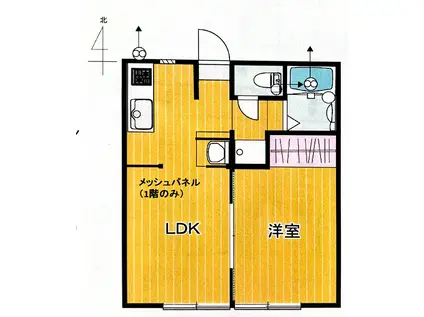 グランツ永田(1LDK/1階)の間取り写真