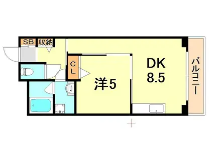 エランドール(1DK/2階)の間取り写真