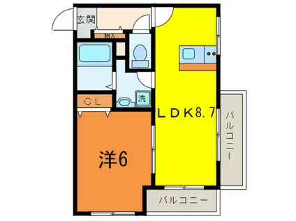 グリーンヒル(1LDK/1階)の間取り写真