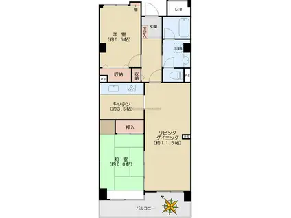 シティ音羽(2LDK/5階)の間取り写真