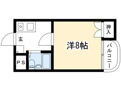 ピュアー紙屋川(1K/3階)の間取り写真