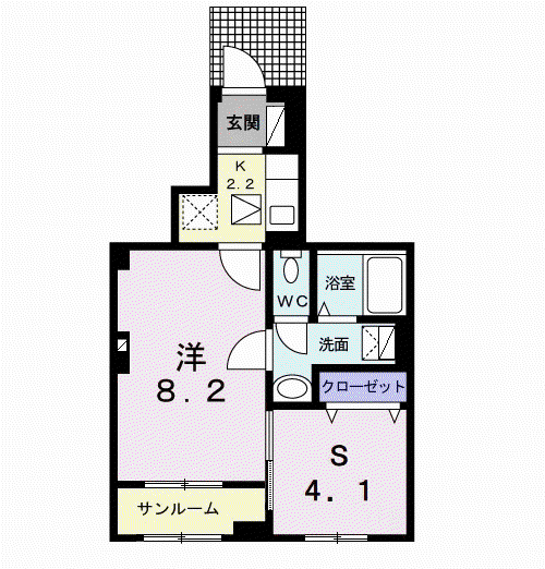ヴァン ベール(1SK/1階)の間取り写真