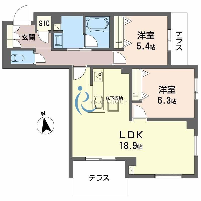 アリビオ田辺(2LDK/1階)の間取り写真