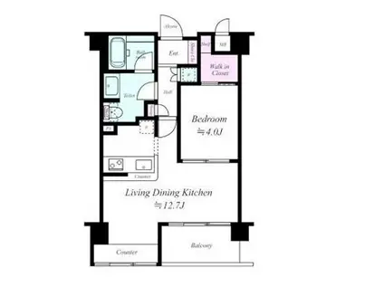 トゥールロイヤルエルモア目黒(1LDK/2階)の間取り写真